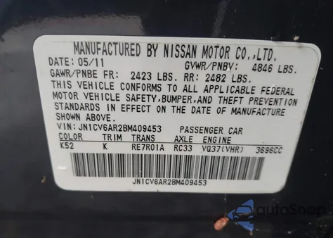 2011 Infiniti G37X from USA, damaged, VIN JN1CV6AR2BM409453